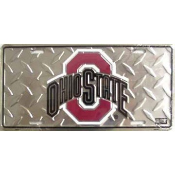 Ohio State Buckeyes Diamond Metal License Plate 