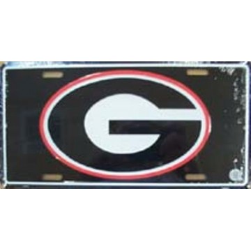 Georgia Bulldogs Logo on Black License Plate 