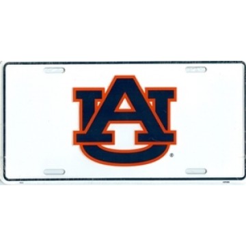 Auburn Tigers White License Plate 