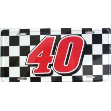 NASCAR #40 Racing Flag Metal License Plate 