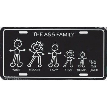 The Ass Family Metal License Plate 