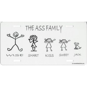 The Ass Family On White Photo License Plate 