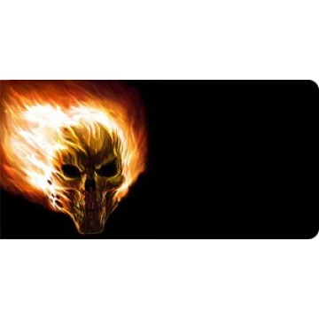 Flaming Skull Photo License Plate 