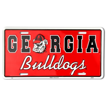 Georgia Bulldogs Red Embossed License Plate