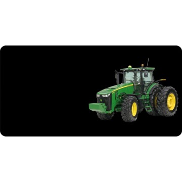 John Deere Tractor Offset On Black Photo License Plate 