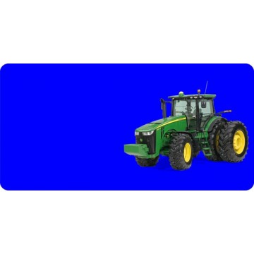 John Deere Tractor Offset On Blue Photo License Plate