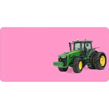 John Deere Tractor Offset On Pink Photo License Plate