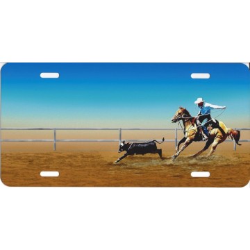 Offset Calf Roper License Plate