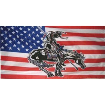 End Of Trail On American Flag Photo License Plate 