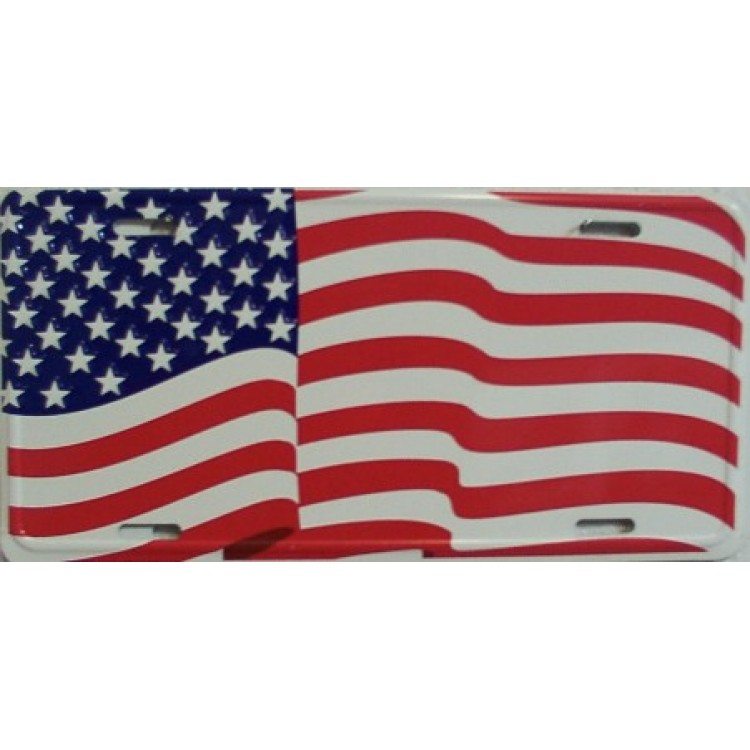 America Flag License Plate 