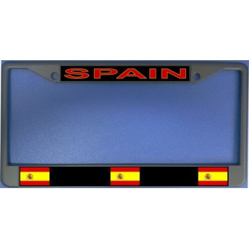 Spain Flag Chrome License Plate Frame 