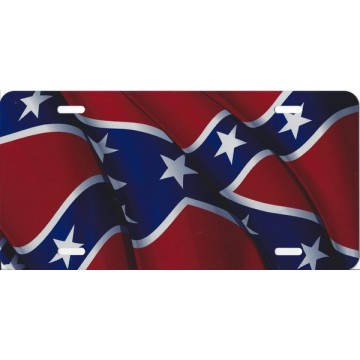 Confederate Rebel Flag Waving License Plate 
