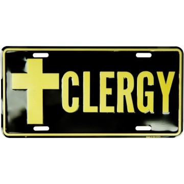Clergy Embossed Aluminum License Plate 