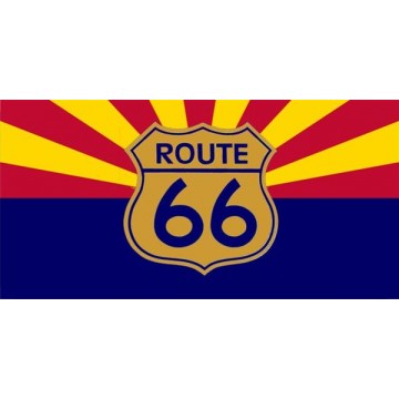 Route 66 Arizona Flag Photo License Plate 