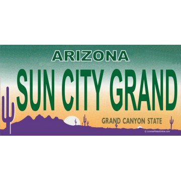 Arizona SUN CITY GRAND Photo License Plate