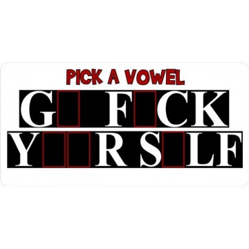 Pick A Vowel Photo License Plate 
