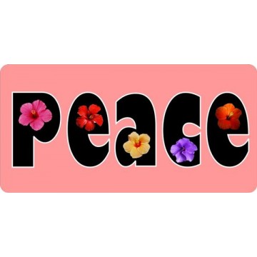 Peace Hibiscus Flowers Photo License Plate 