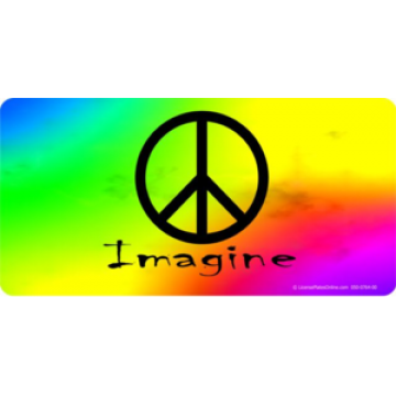 Imagine Peace On Tie-Dye Photo License Plate 
