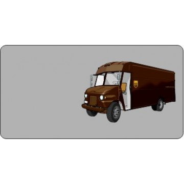 Offset UPS Truck On Gray Photo License Plate