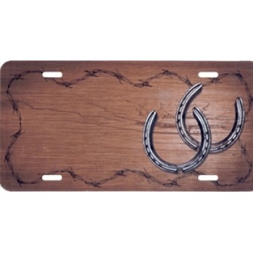 Horseshoes Offset License Plate 