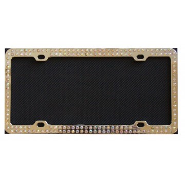 Diamond Bling Multi Color 2 Row Chrome License Plate Frame