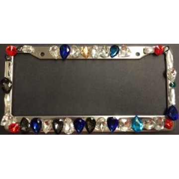 Assorted Crystals Diamond Bling License Plate Frame