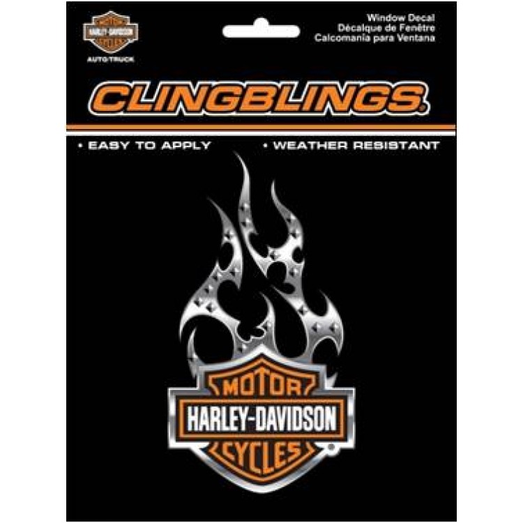 Harley-Davidson Black And Silver Cling Bling Decal  3D