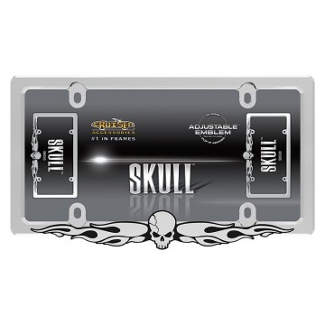 Skull Adjustable Emblem Chrome License Plate Frame