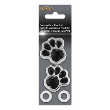 Paw Print Design Chrome Plastic Fastener Caps