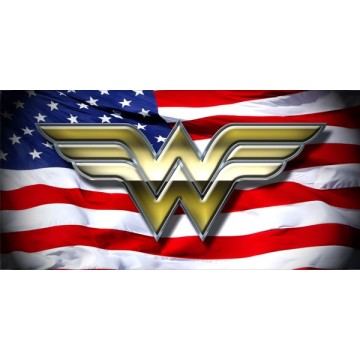 Wonder Woman On American Flag Photo License Plate 