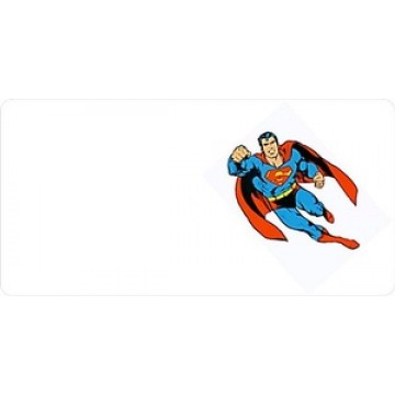 Superman Offset On White Photo License Plate