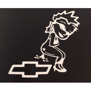 Bad Girl On Chevy White 3" x 4" Decal