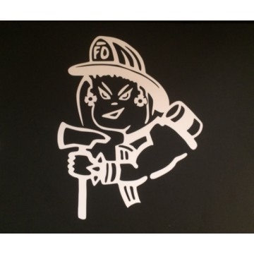 Bad Girl Firefighter White 3" x 4" Decal