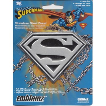 Silver 6" x 8" Superman Stainless Steel Decal 