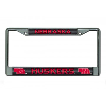 Nebraska Huskers Glitter Chrome License Plate Frame