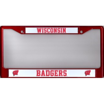 Wisconsin Badgers Red Metal License Plate Frame