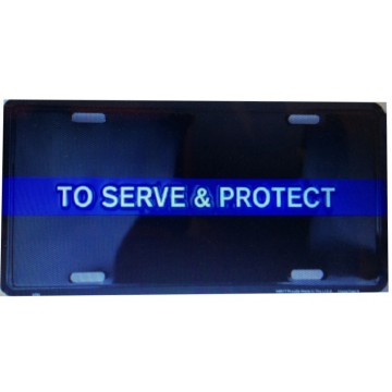 To Serve And Protect Metal License Plate