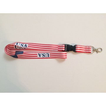 USA Flag Lanyard With Detachable Key Ring