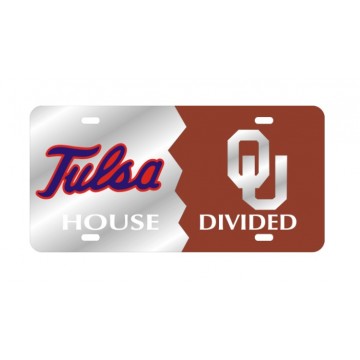 Tulsa Hurricanes Oklahoma Sooners House Divided Laser License Plate