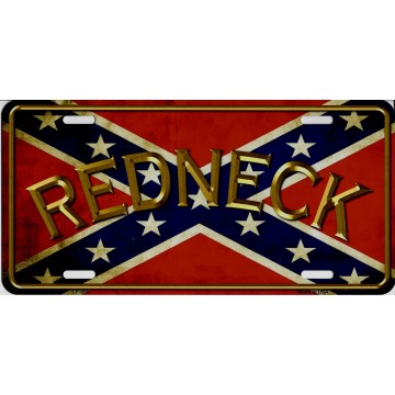 Redneck Confederate Flag Metal License Plate