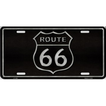 Route 66 Black Metal License Plate