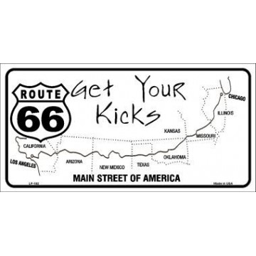 US Route 66 Map Get Your Kicks Metal License Plate