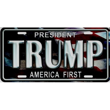 President Trump America First Metal License Plate