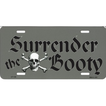 Surrender The Booty Pirate Metal License Plate