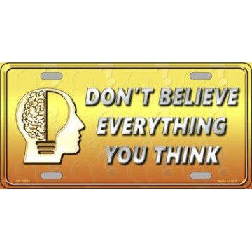 Don't Believe Everything You Think Metal License Plate 