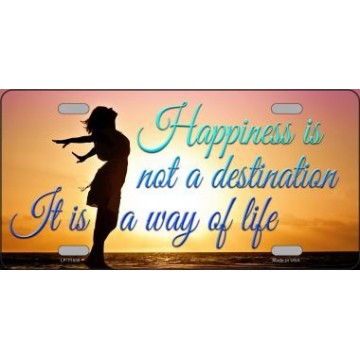Happiness Way Of Life Sunset Metal License Plate