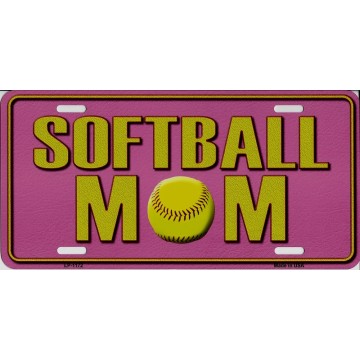 Softball Mom Pink Metal License Plate