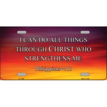 Philippians 4 13 Metal License Plate