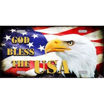 God Bless The USA Metal License Plate