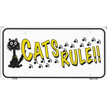 Cats Rule Metal License Plate